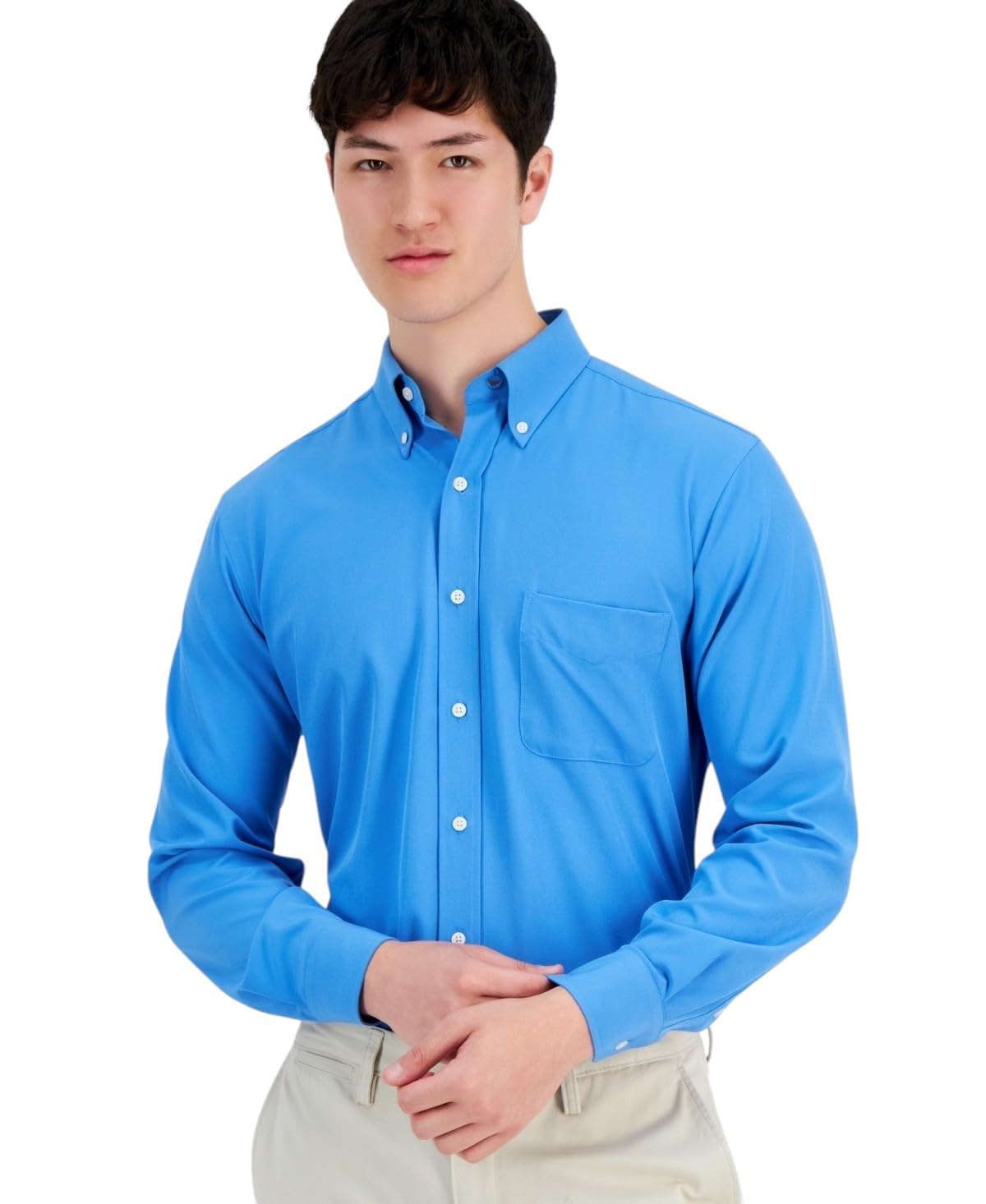 Club Room Mens Regular fit Dress Shirt XXL 18 5 in 34-35 Bright Blue Solid