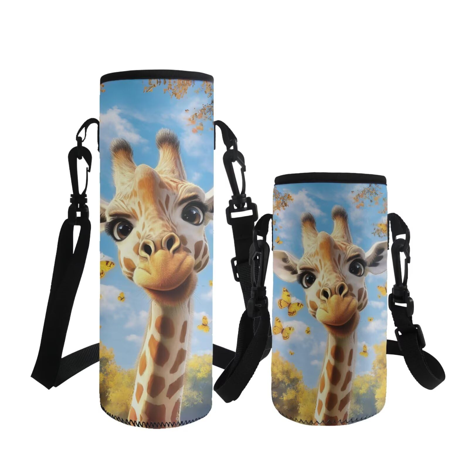 ASQVTIFE Kids Water Bottle Carrier with Strap Animal Designs Elephant Insulated Neoprene Water Bottle Holder for Toddler Kindergarten School Outdoor Steel/Glass/Plastic Bottles Energy Drinks L — image 1