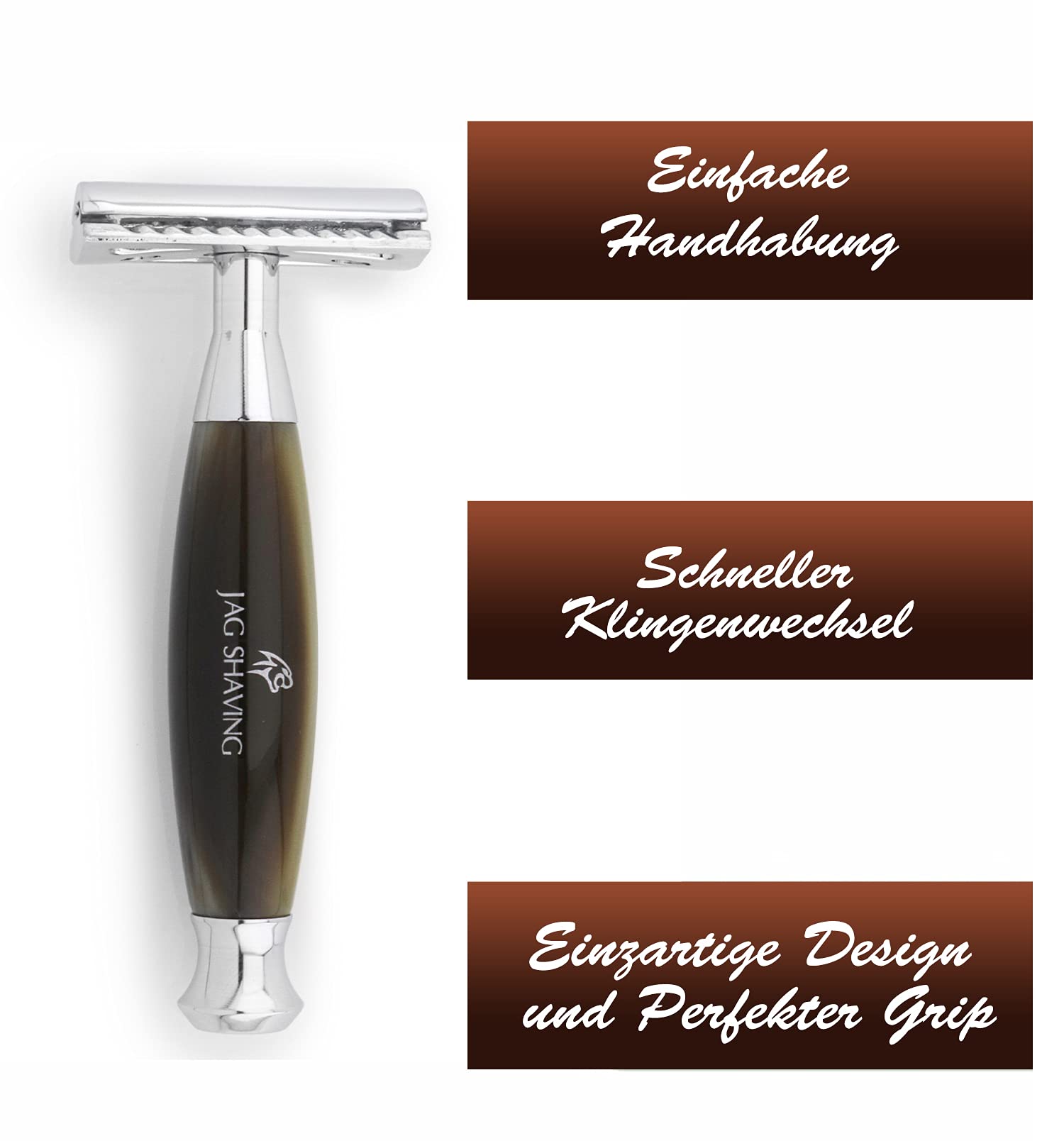 Jag Shaving zestaw do golenia - 4-częściowy zestaw do golenia - JAG's LEE Range - syntetyczny pędzel do golenia z włosia srebrnego - podwójne ostrza do golenia - stojak do golenia - kolor zielony