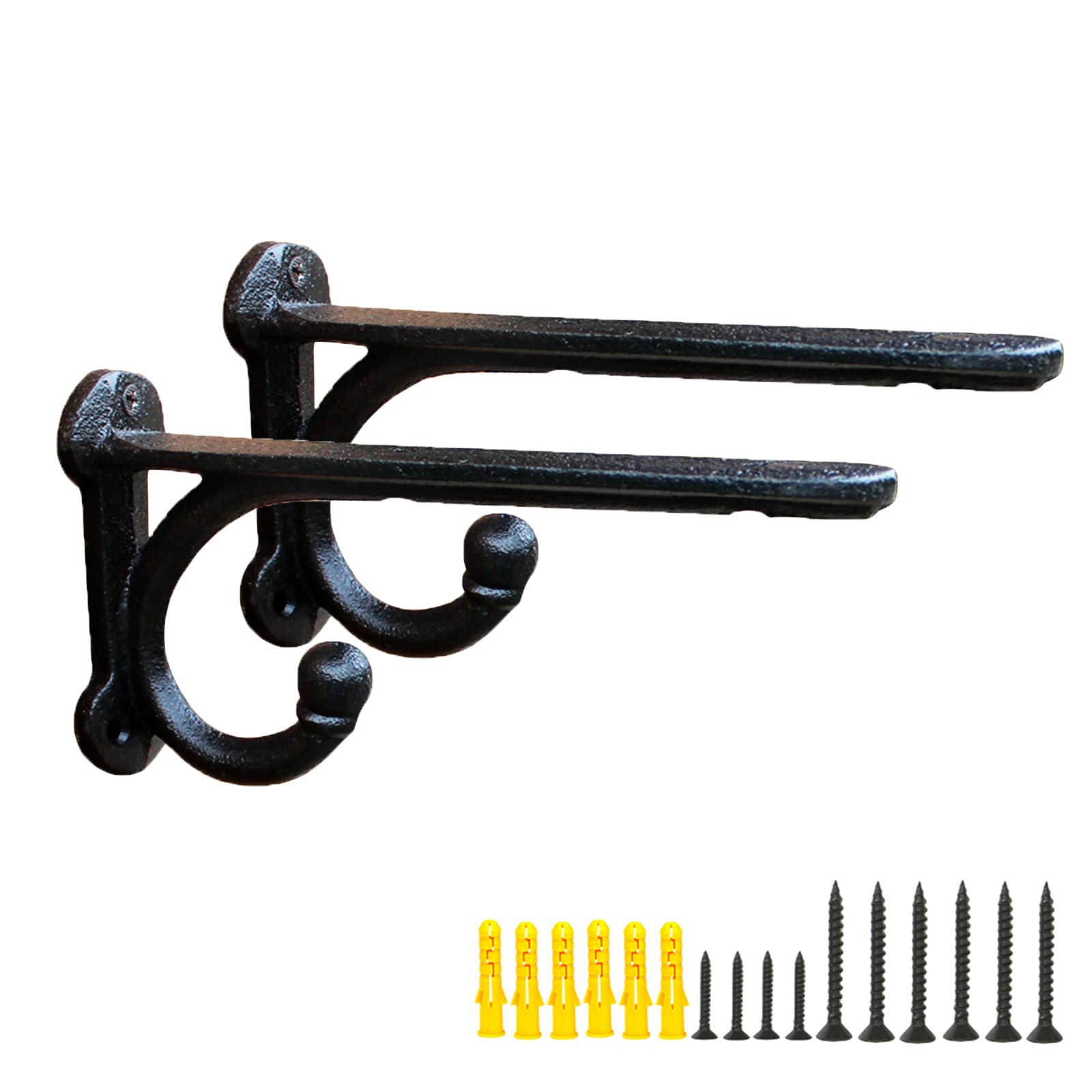 Staffe per Mensole in Ghisa Nera Supporti per Scaffali Rustici per Impieghi Gravosi Reggimensole Metalliche Galleggianti, per Balcone, Giardino, Cucina, 2 Pezzi
