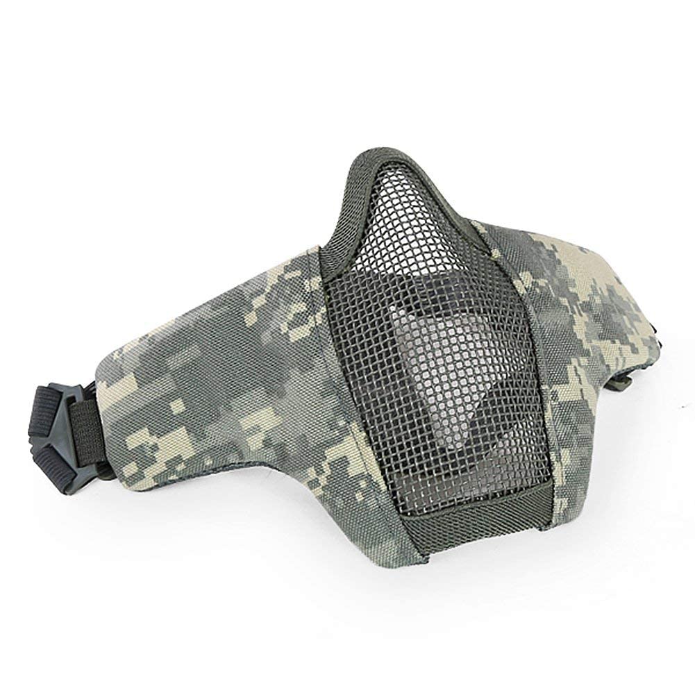 WarmHeartting Foldable Airsoft Half Face Mask Protective Mesh Mask for Shooting Hunting Paintball CS Halloween Movie Props Cosplay