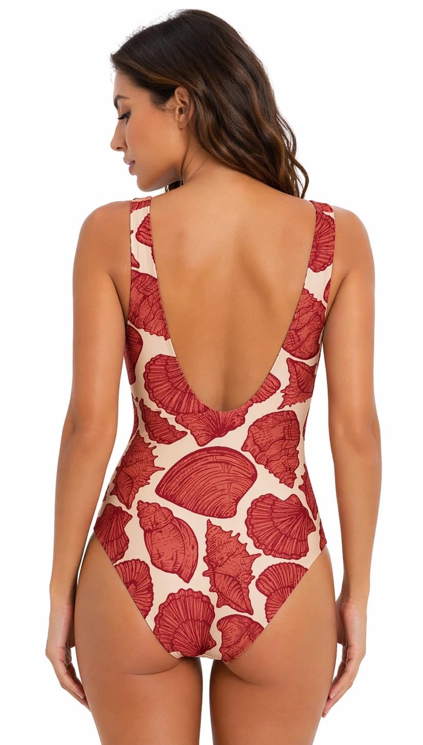 GISELA - Costume da bagno in schiuma rimovibile, senza ferretto, tessuto high-tech e stampa, con scollatura pronunciata sulla schiena e sul petto, poliammide