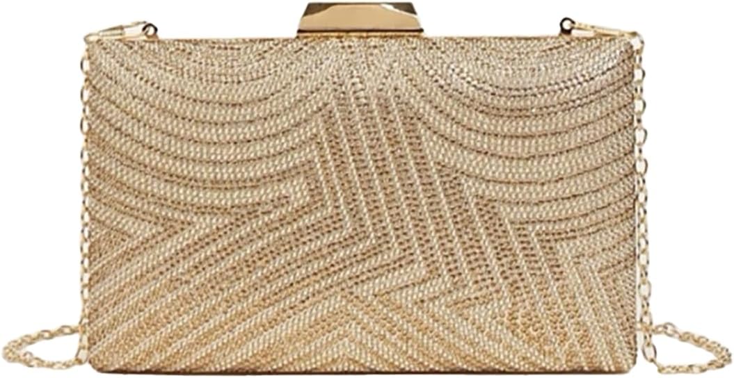 Bolsa Clutch Festa Feminina Dourada Tecido Poliéster Mão Ombro Transversal Com Correntes Removíveis