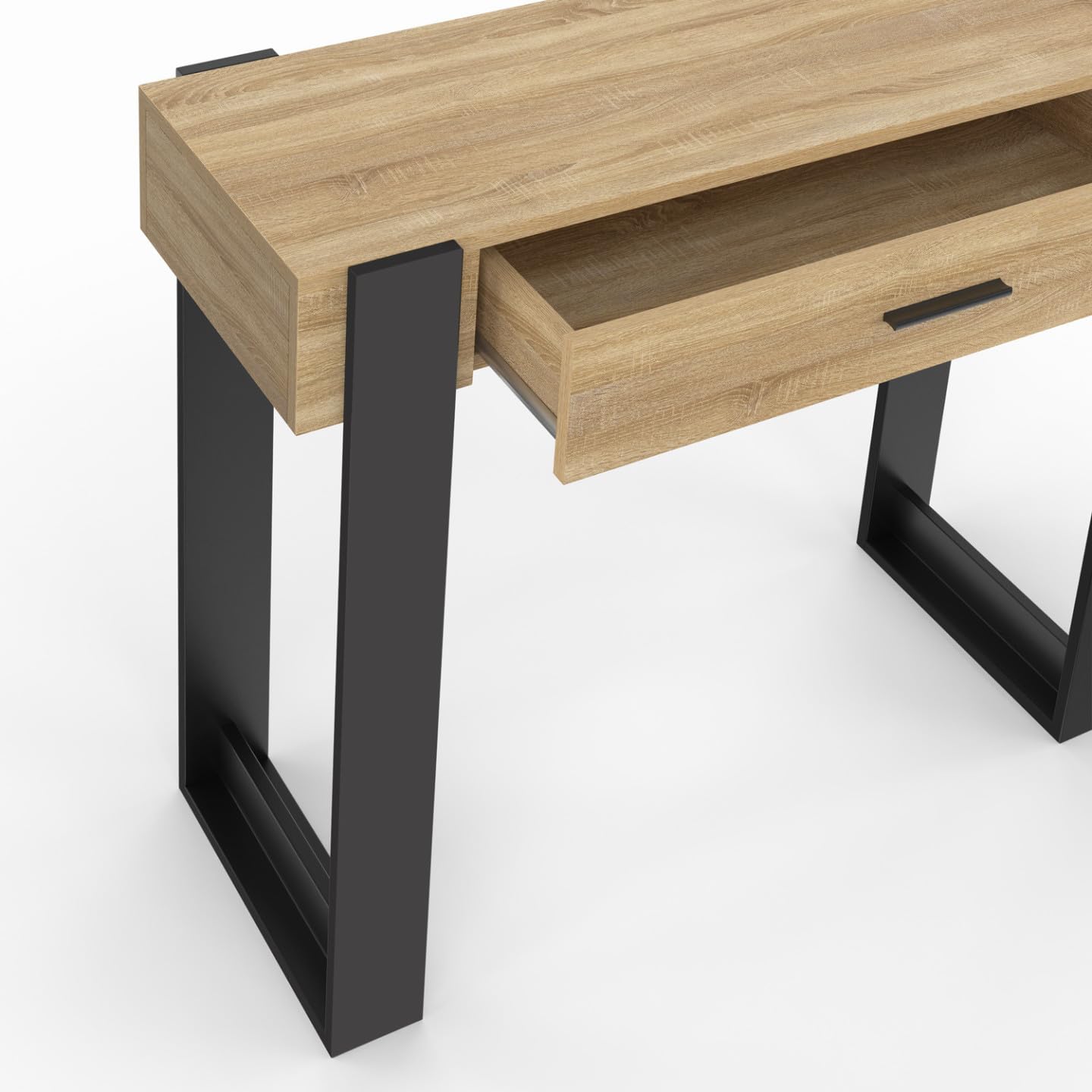 IDMarket - Consola PHOENIX de madera y negro con 1 cajón