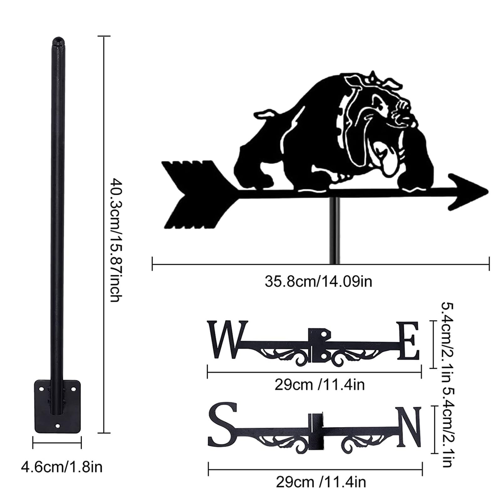 Veleta de Metal con Forma de Perro para decoración de Exteriores, Veleta para jardín, señal de dirección, Herramienta Decorativa para medir el Viento, indicación direccional, C