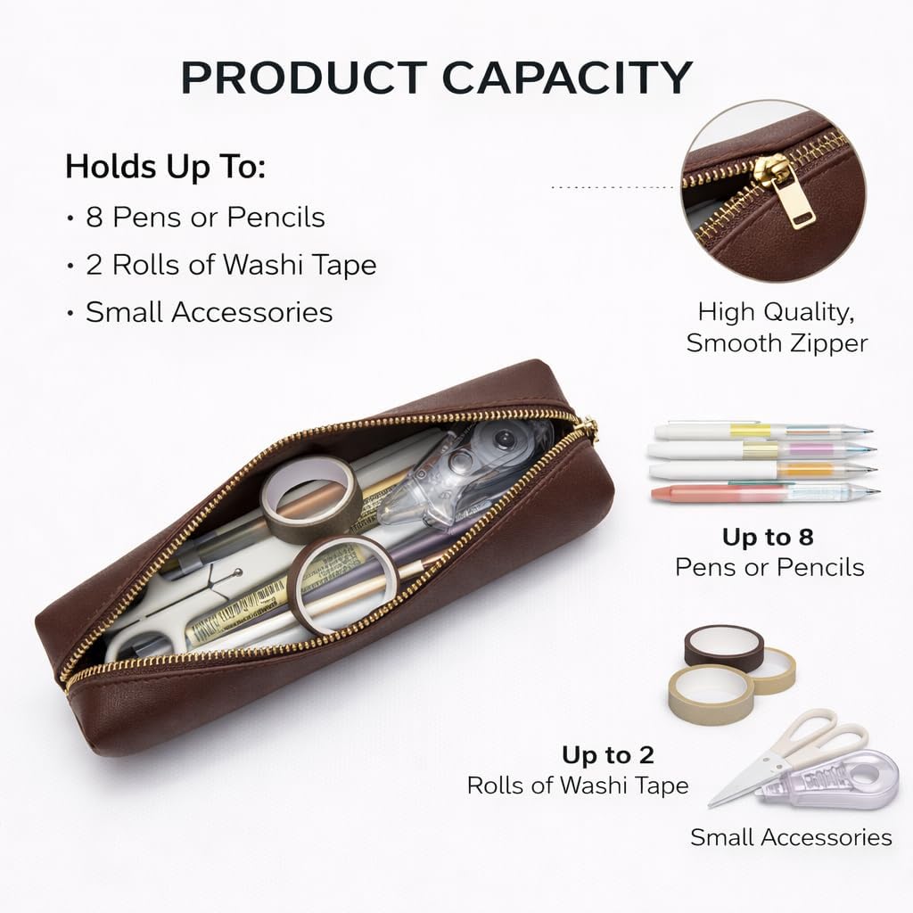 Pencil Case Pencil Pouch Pen Bag for School (FL Dark Brown) image 5