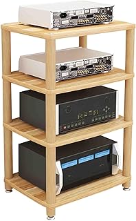 Professionelles Verstärker-Rack HiFi-Lautsprecherschrank Multifunktionales Massivholz-Mehrschicht-Audiokabinett Verletzt den Boden Nicht Gute Wärmeableitung (Color : Log Colour, S : 4st Floor)