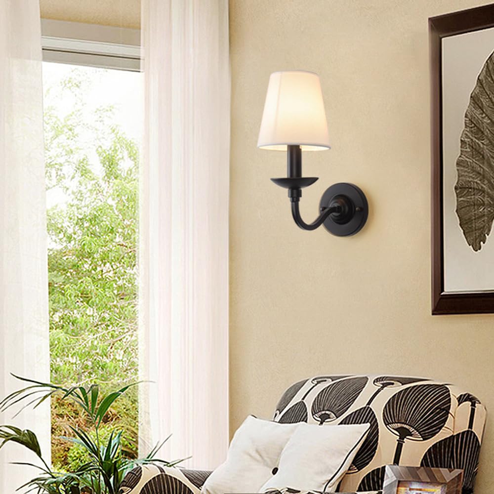 Plug In Wall Sconce Plug-in Wall Sconce Set Of Two – Striped Paper Box Design With Red Popcorn Shade, On/Off Switch Cord, Vintage Wall Light For Bedroom, Living Room, Hallway