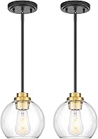 Vista 13 de Luces Colgantes para Isla de Cocina, Lámpara Colgante Moderna Dorada con Pantalla de Globo de Vidrio Transparente, Accesorios de Iluminación