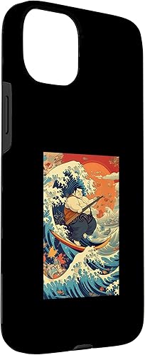 Miniatura 18 de Funny Surfing Sumo Wrestler on Kanagawa Great Wave Case for iPhone 14