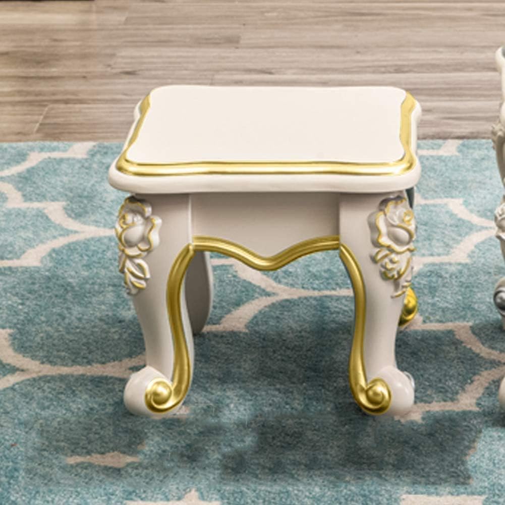 Pouf en bois massif doré repose-pieds de salon chic