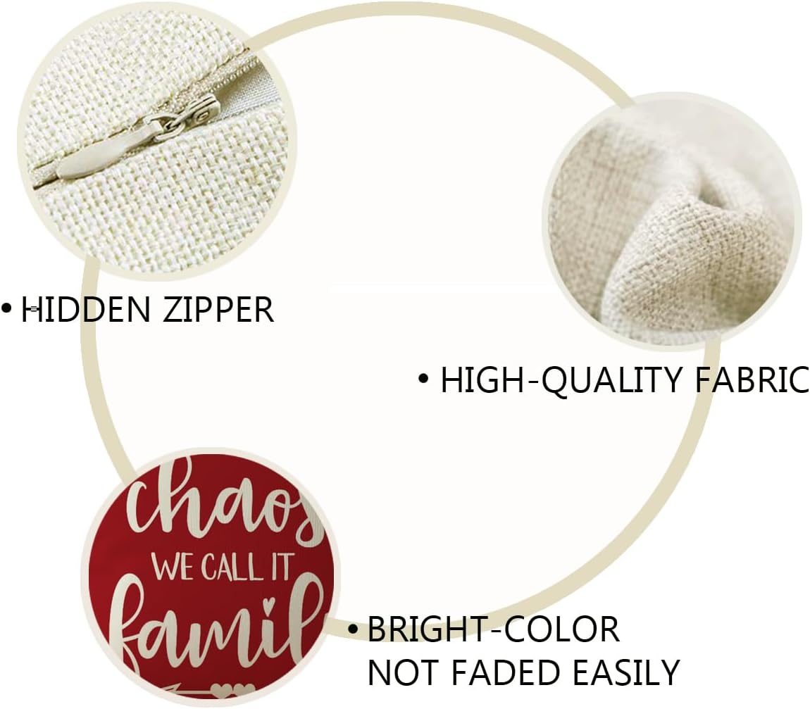 ULOVE LOVE YOURSELF Home Quotes Throw Pillow Covers Farmhouse Decorative Cushion Cover 18 x 18 Inch Rustic Family Words Country Decor Pillowcases Set of 4 for Sofa Couch Porch (Red) - Image 6