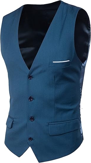 OMZIN Herren Weste Slim Fit - V-Ausschnitt, ärmellos, Business & Hochzeit