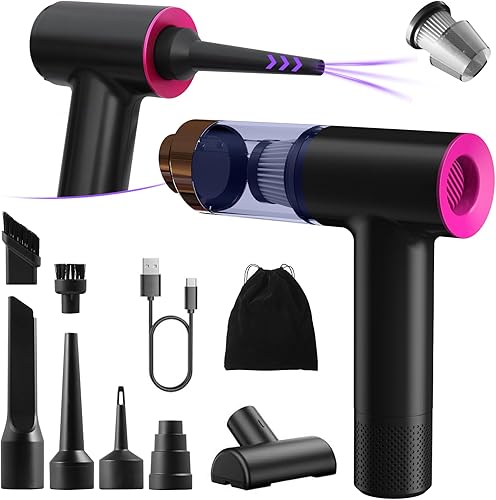 Aspiradora portátil inalámbrica para automóvil, mini, portátil, doble succión (7500 pa y 12000 pa), aspiradora 4 en 1, soplador, inflador,