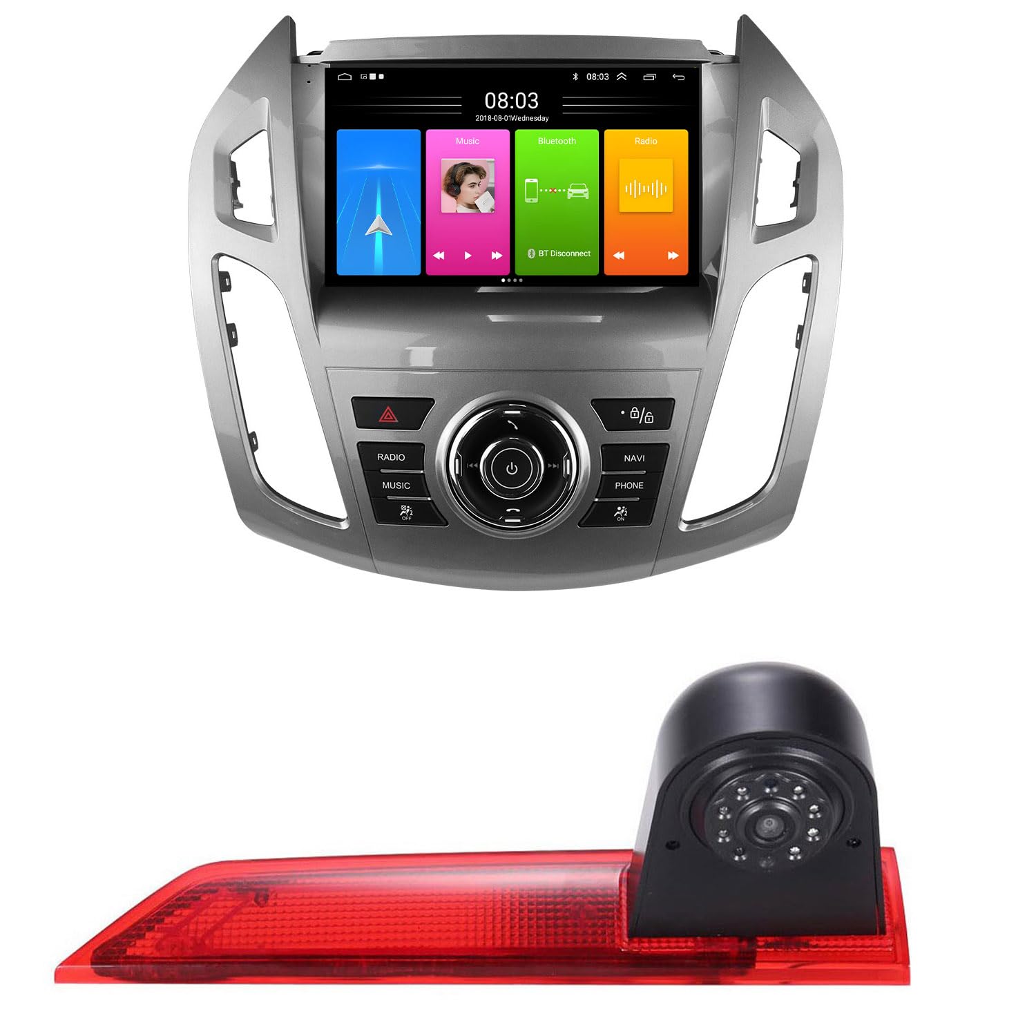 9" radio samochodowe z Carplay i Android Auto + kamera cofania do Ford Transit Tourneo Custom 2012-2021, obsługuje sterowanie kierownicą, Mirror Link, Bluetooth, sterowanie głosem, nawigację GPS