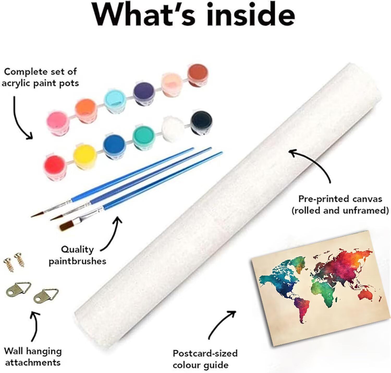 Mondo Dipingere con i Numeri Adulti, Paint by Numbers Mappa Dipingere con i Numeri Bambini, Fai-da-Te Hobby Creativi Adulti con Pennelli Pittura Pigmento Acrilico per Home Decor, 90x135cm, Model939