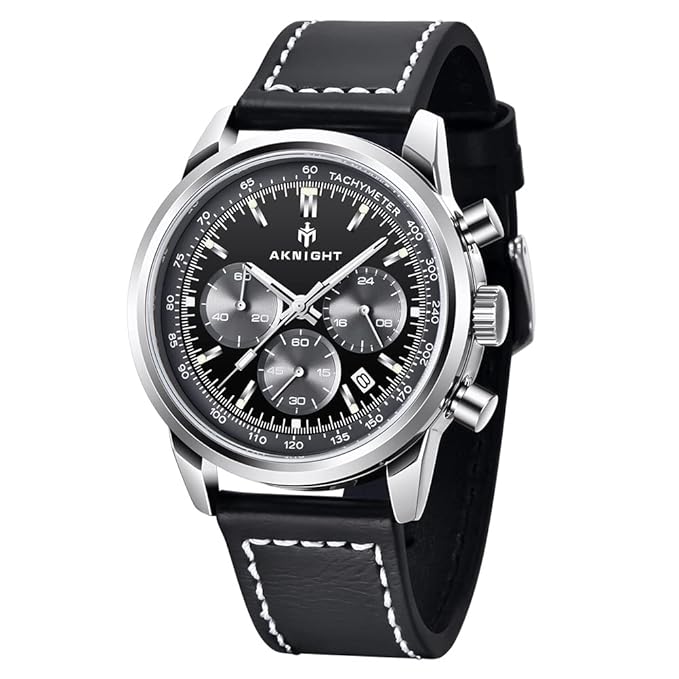 BENYAR - Stylish Wrist Watch for Men, Genuine Leather Strap Watches, Perfect Quartz Movement, Waterproof and Scratch Resistant, Analog Chronograph Business Watches