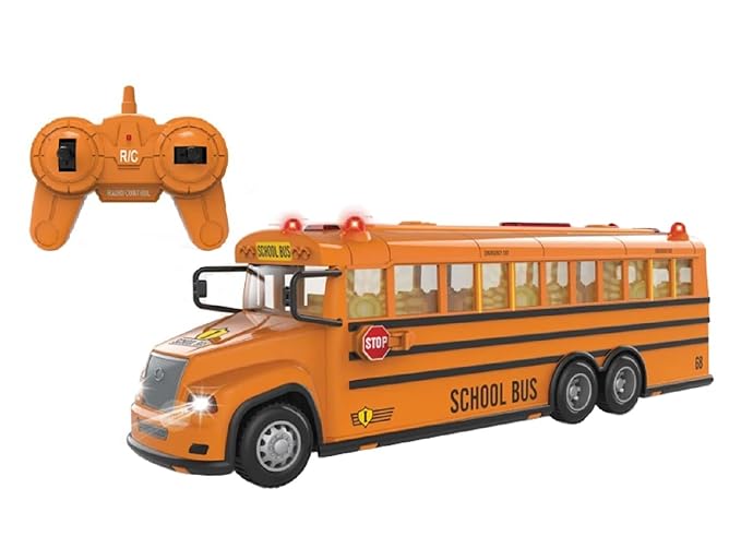 IndusBay® RC Remote Control School Bus Toy RC Bus with Light and Music for Kids, Yellow Amazon