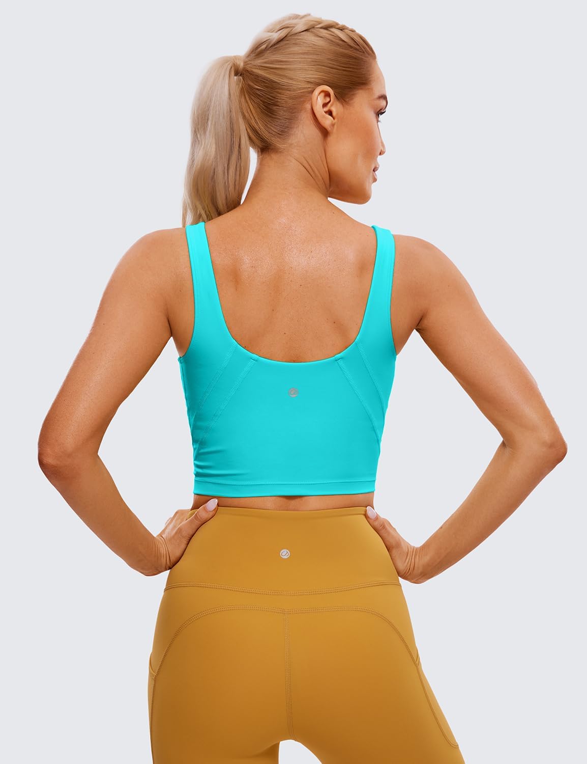 CRZ YOGA Womens Sports Bras V Neck Padded Cropped Tank Top Wireless Yoga Bra