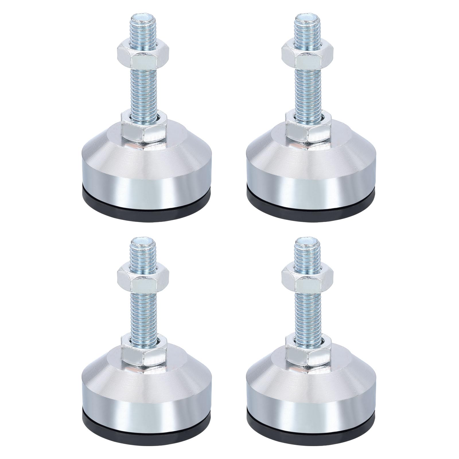 PATIKIL Furniture Leveling Feet 2" Dia Base M10 Thread, 4 Pcs Carbon Steel Adjustable Threaded Furniture Levelers Screw on Leg Leveler with Pads for Desk Chair, Black โ image 1