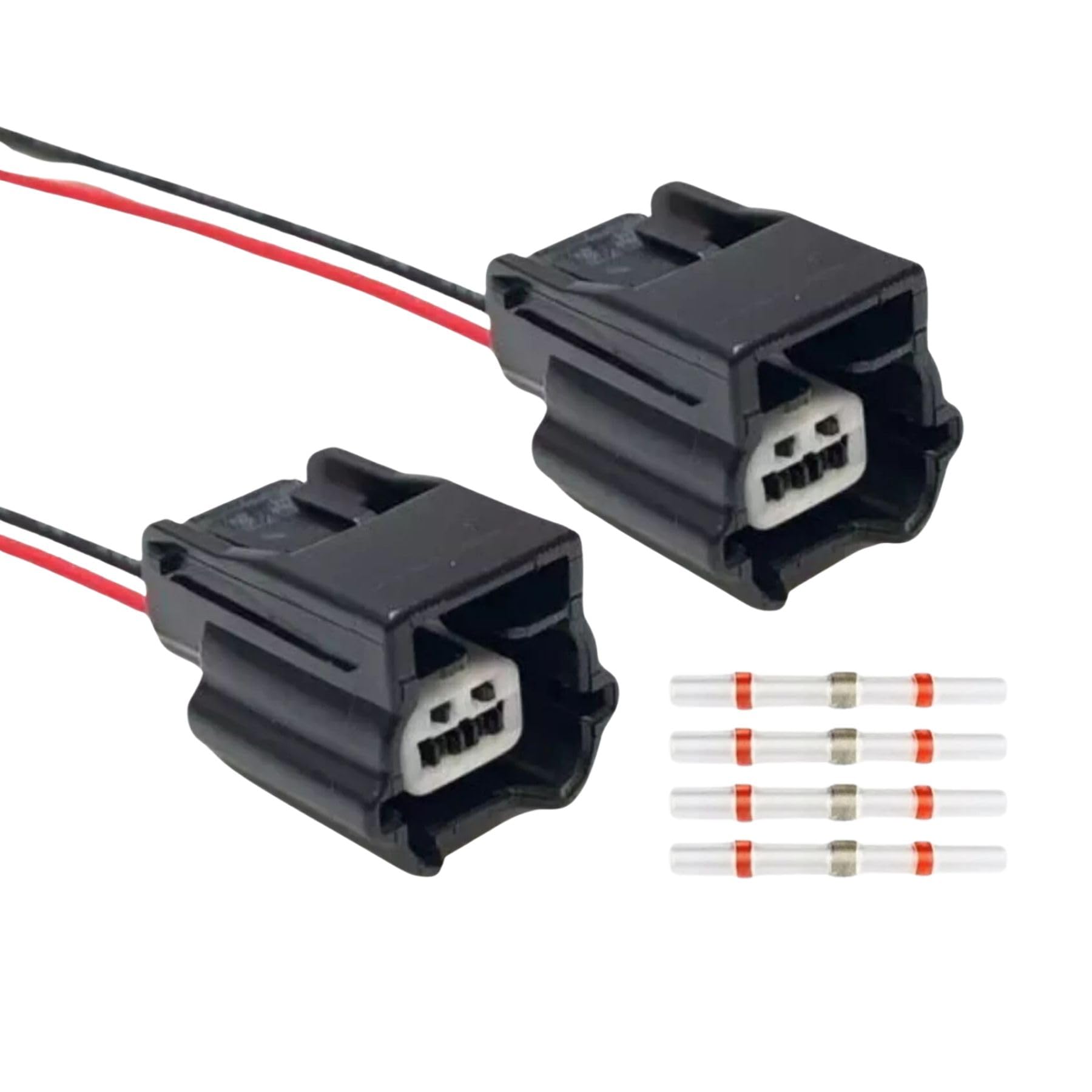 2pcs ABS Sensor 2 Pin Plug Repair Connector for Nissan Infinity for Renault - with 4pcs Heat Shrink Solder Seal Butt Splice Connectors