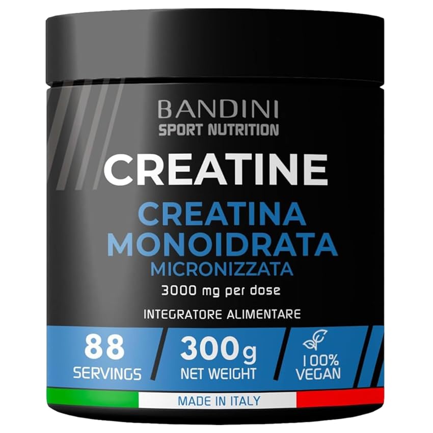 Bandini® Creatina Monoidrata in Polvere Pura al 100% - Integratore per Allenamento, Sport, Palestra e Pre Workout - Include Dosatore - 100% Vegan - A base di Creatine Monoidrato