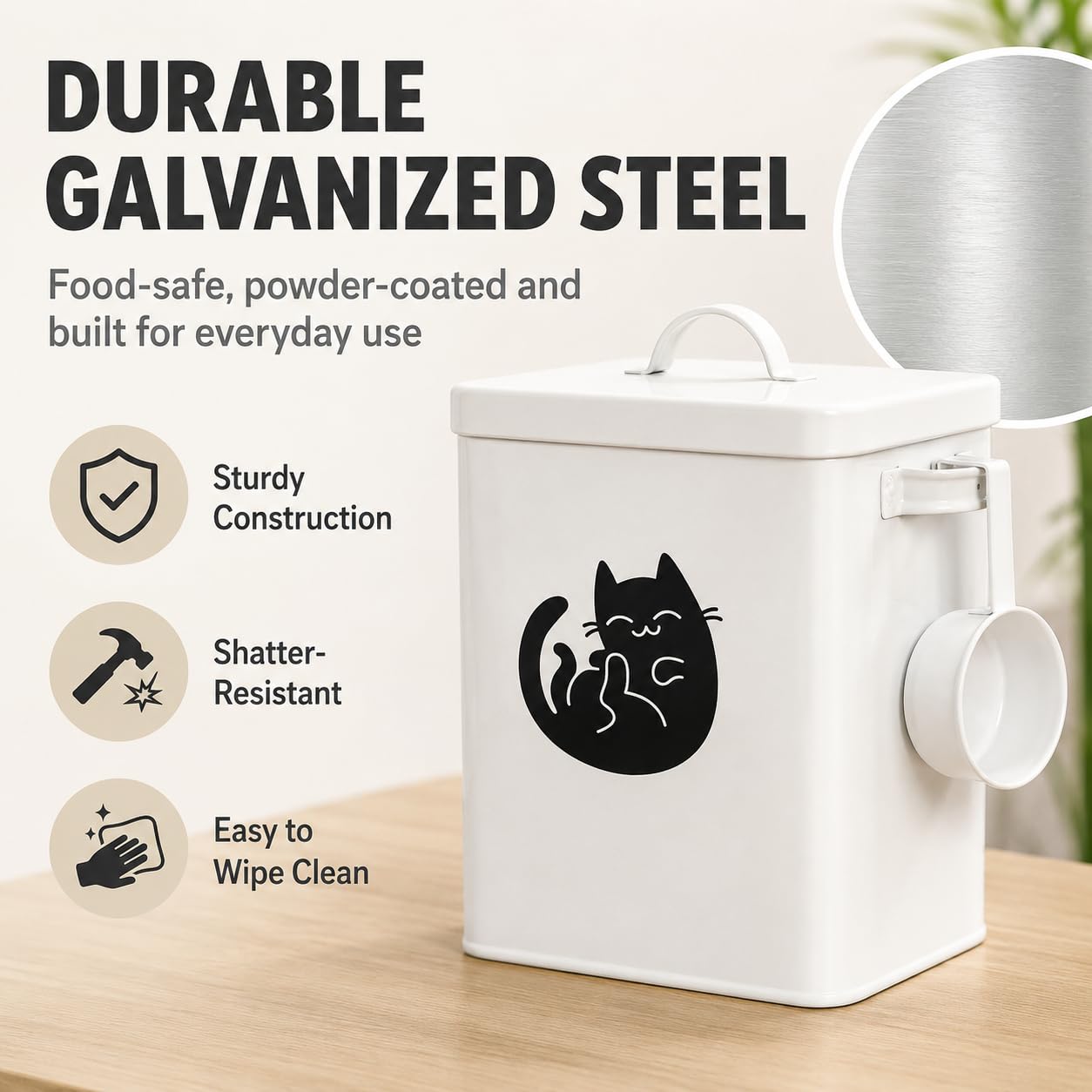 Contenedor de Almacenamiento de Alimentos para Perros de 6 Litros, Contenedor de Comida para Gatos de Metal con Taza Medidora, Latas de Comida para Gatos Cubre Tapas Y Cucharas, Juguetes para(#1)