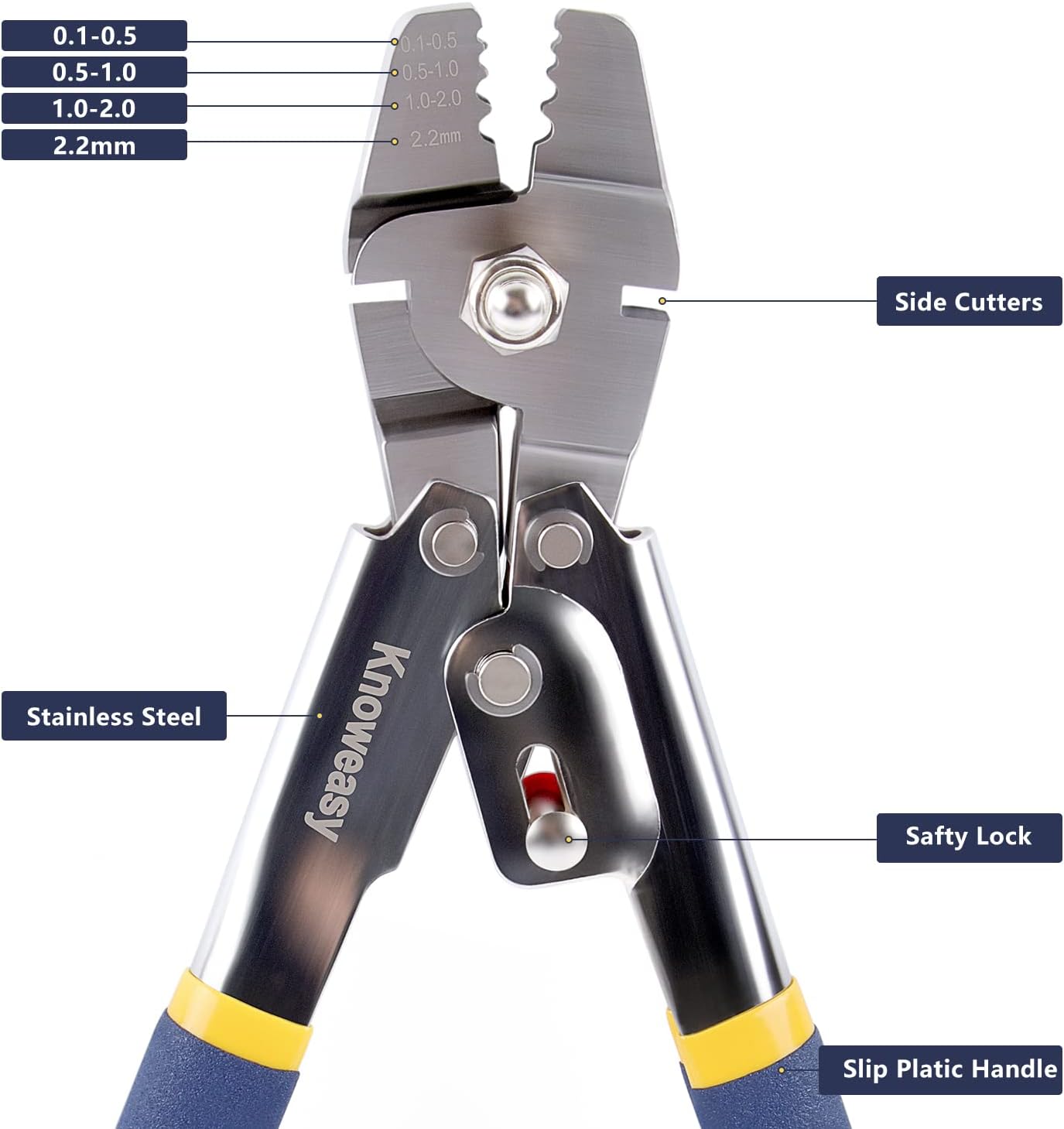 Knoweasy Wire Rope Crimping Tool - Swager and Crimper for Fishing Lines and Aluminum Crimping Loop Sleeves up to 2.2mm, Ideal Wire Rope Crimpr for Cable Crimping and Swaging Projects