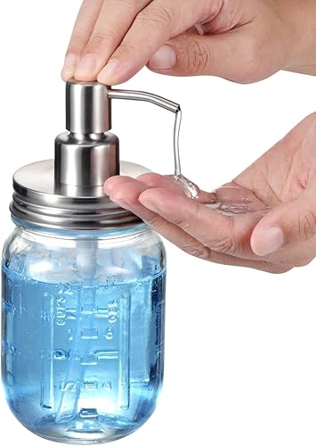 Miniatura 9 de Amolliar Mason Jar - Juego de accesorios de baño de 4 piezas, dispensador de jabón de loción y 2 soportes Qtip y soporte para cepillos de dientes,