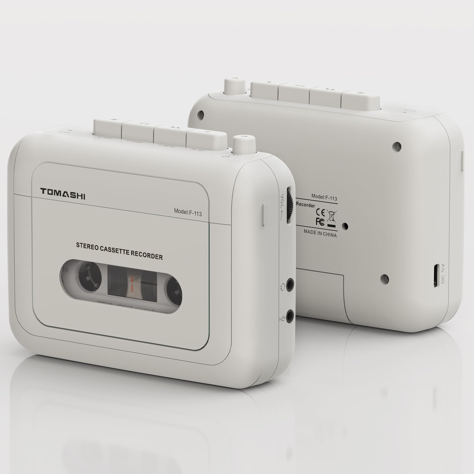 Walkman Cassette Player, Portable Stereo Playback, Supports External Mic and Earphone Port