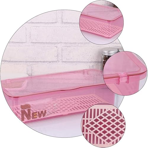 Miniatura 7 de Organizador de cubiertos con tapa: organizador de cubiertos de 3 piezas con tapa y escurridor, bandeja de cubiertos de cocina y organizador de