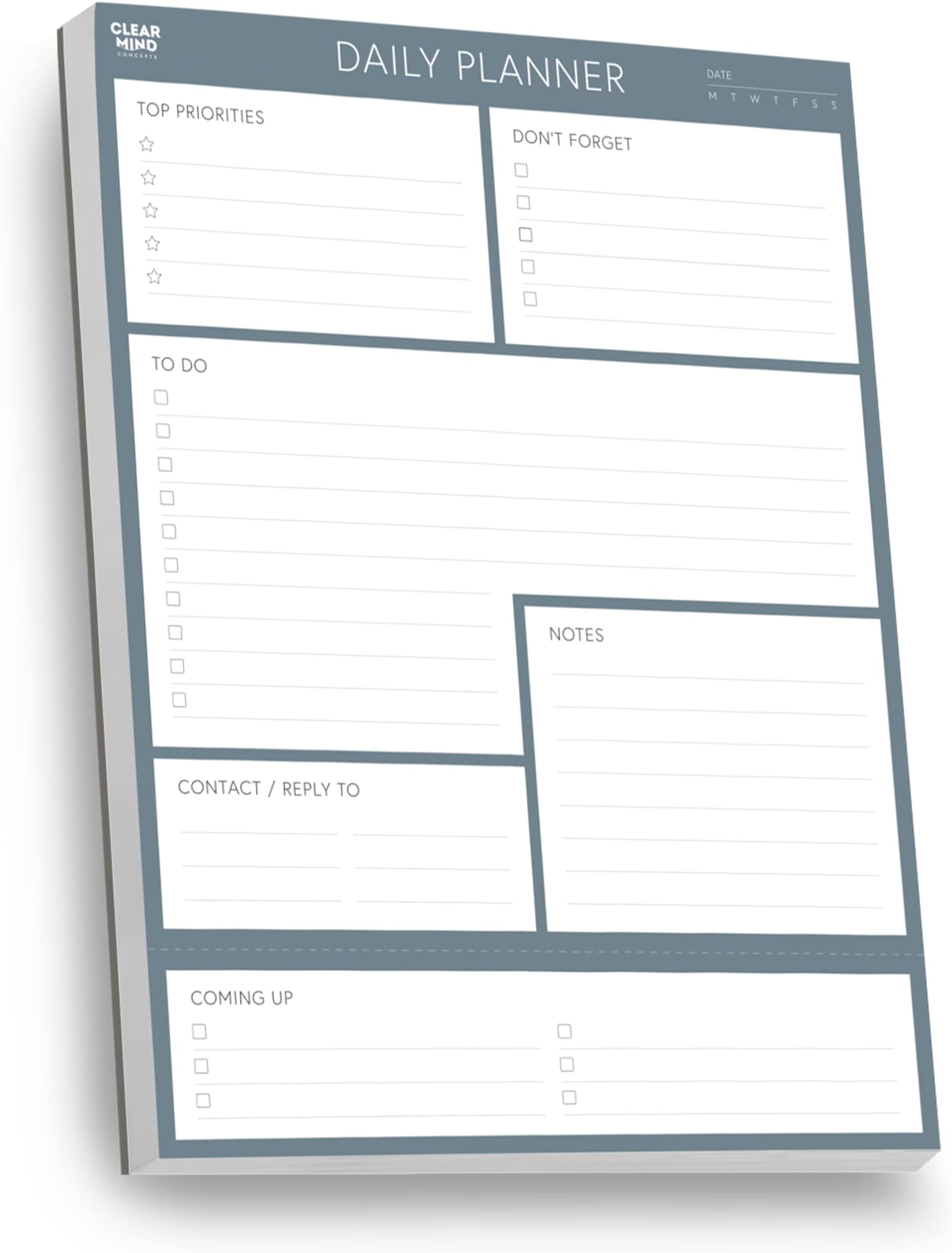 Daily Planner Desk Pad Tear Off by Clear Mind Concepts – 100 Sheets 120gsm Paper Undated for Home, Work, Office, Study, Productivity, Planning and Organising (A5)