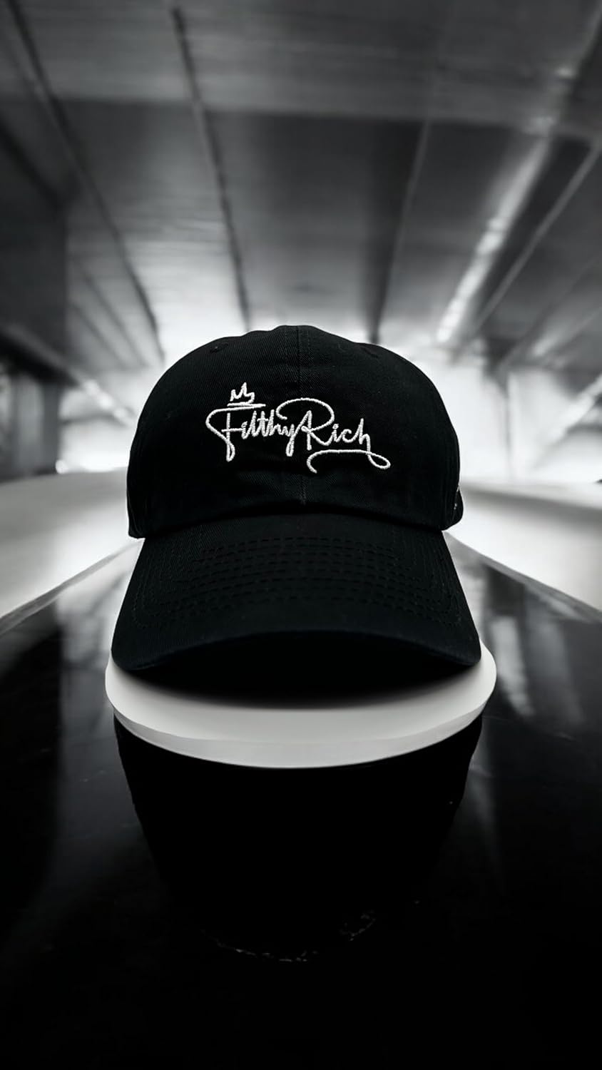 Filthy Rich Embroidered Adjustable Dad Hat 6 Panel Baseball Cap Unstructured Low Profile Cotton Hat (Signature Black) - Image 4