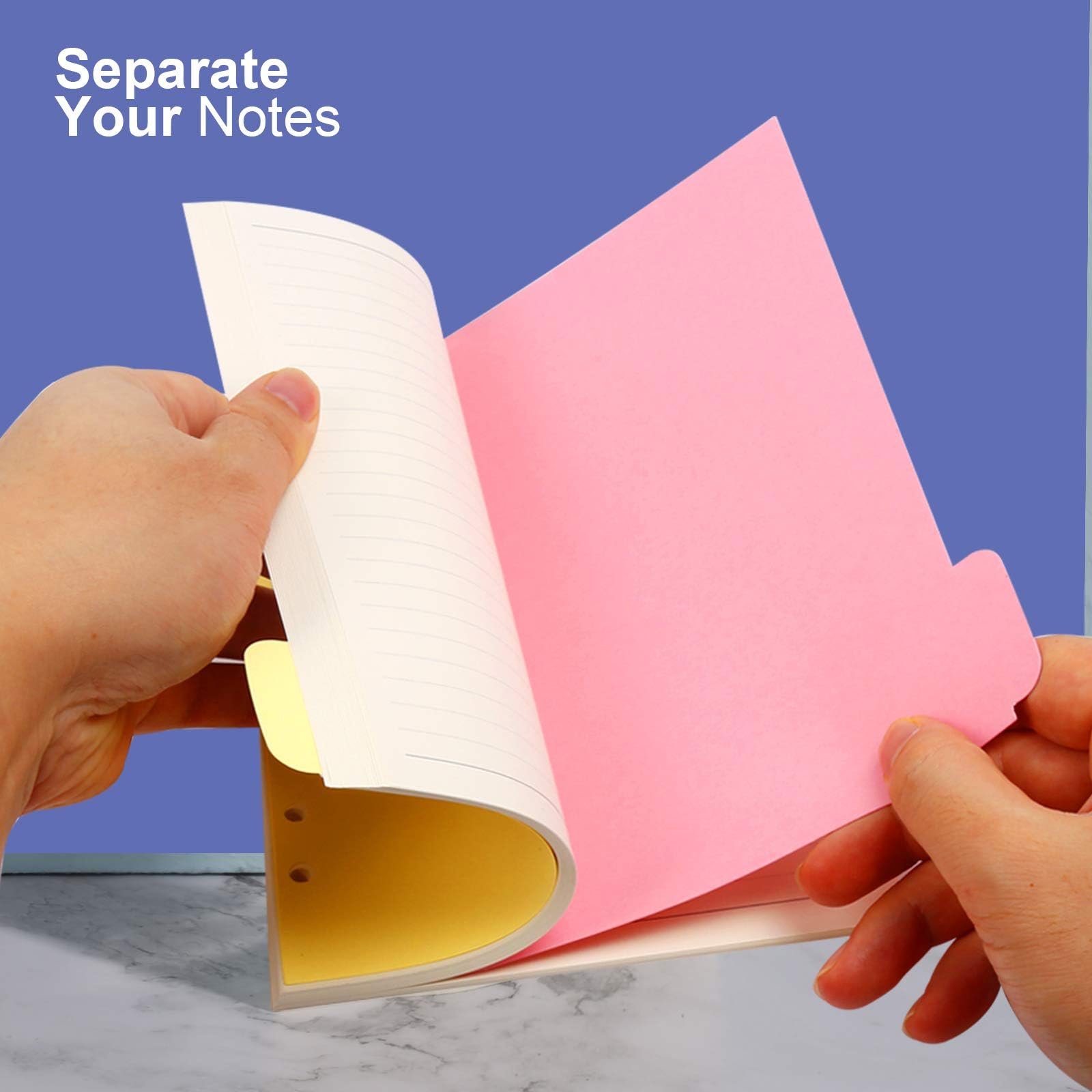 Teenitor A5 Binder Dividers - 2 Sets Vertical + 2 Sets Horizontal, 6-Hole Punched Colorful Ring Dividers for Notepad, 20 Pieces