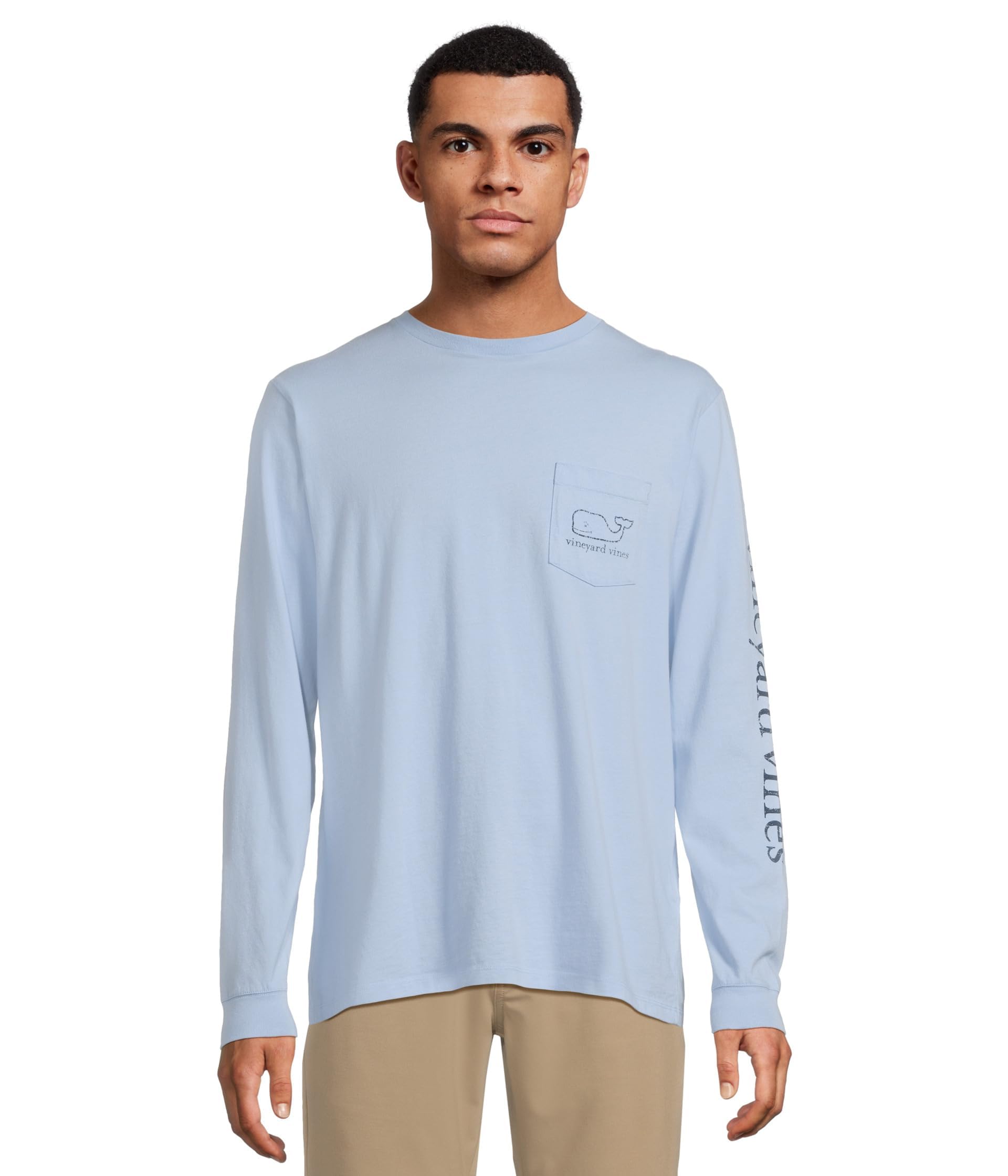 vineyard vines Men's Long Sleeve Vintage Whale Pocket T-Shirt