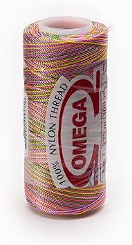 Nylon NO.2 [Variegated] by Omega - Strong 100% Nylon String Cord for Fine Crochet and Crafts - Color 76 Polly Pocket