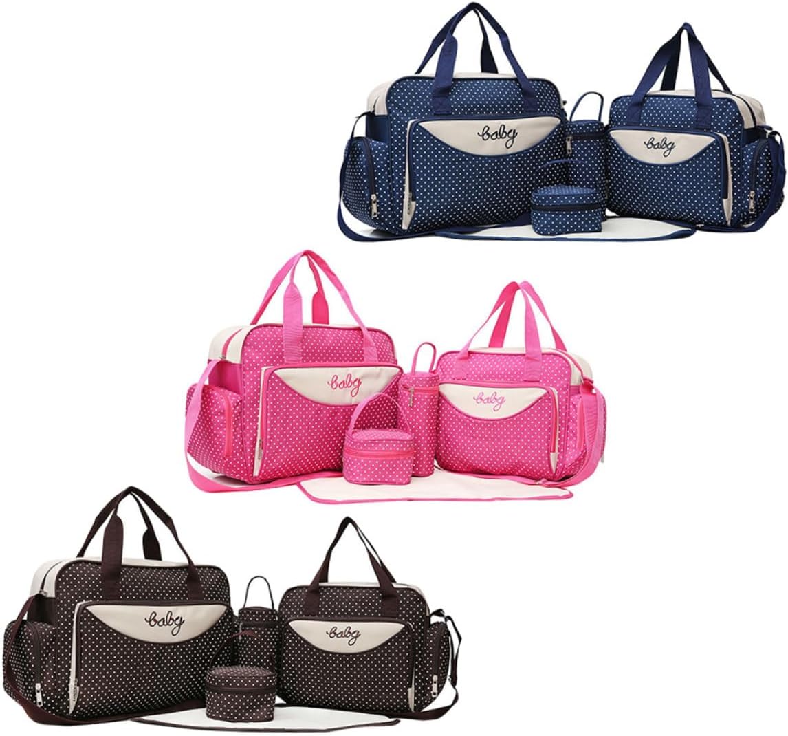 LIFKOME Handbag for Mom 5pcs Mommy Tote Bag Set Large Capacity Backpack Fashion Print