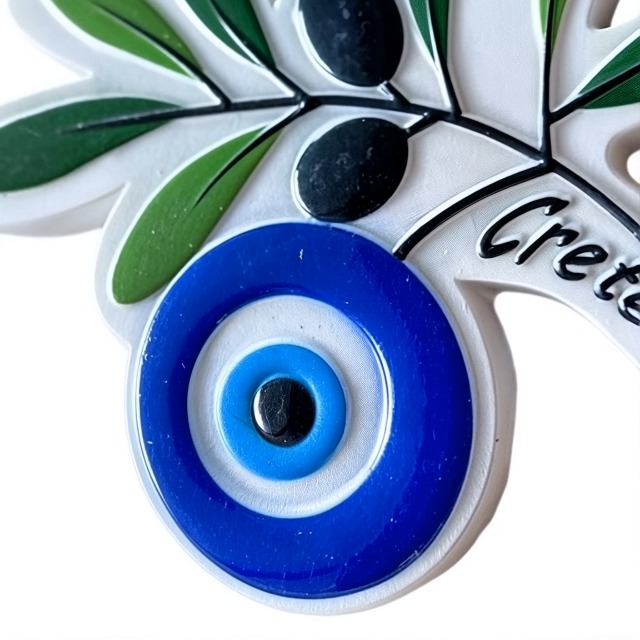 Imán decorativo Ojo Griego con rama de olivo 3.5 pulg miniatura 4
