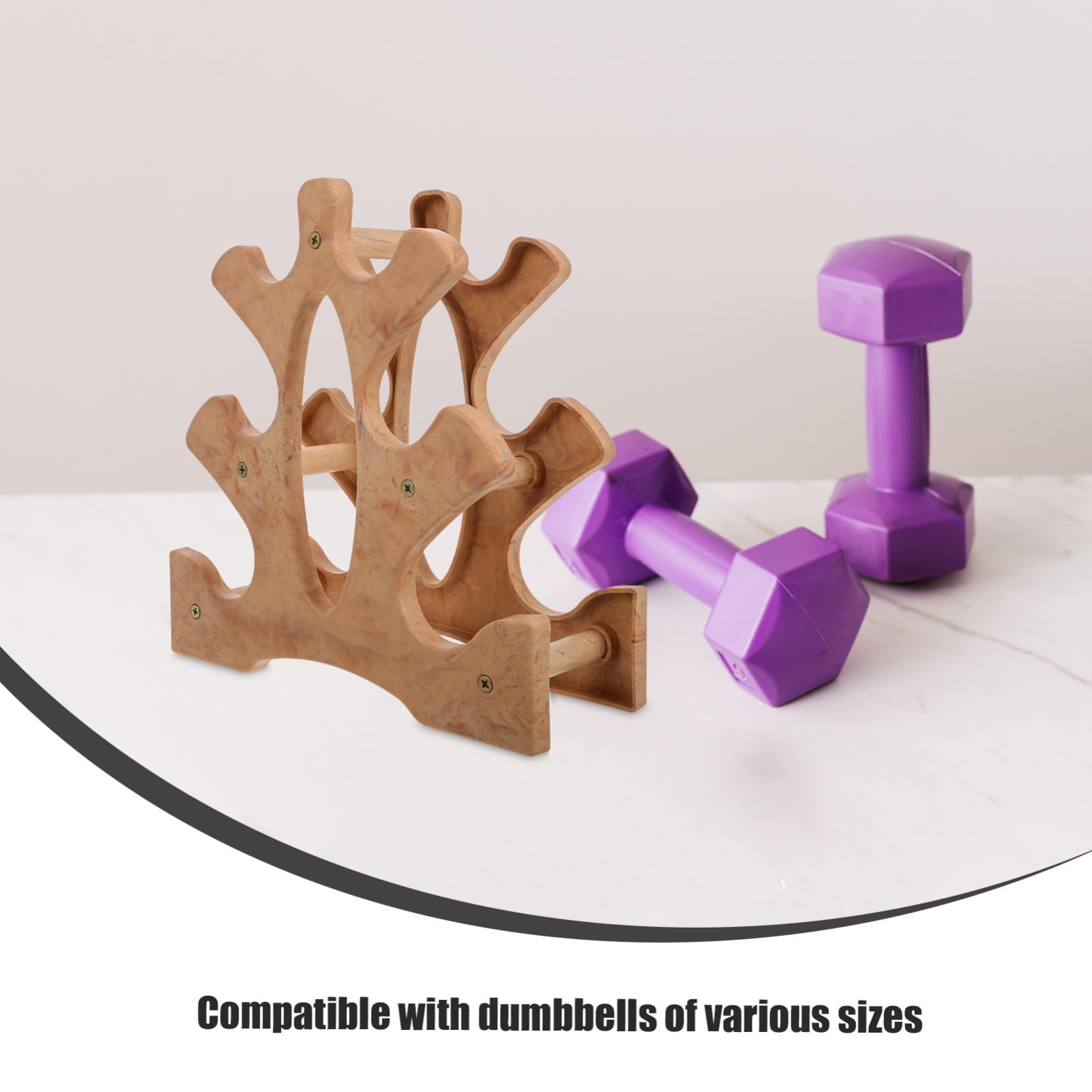 Totority 3-Tier Dumbbell Rack – Heavy-Duty Home Gym Storage for Dumbbells & Kettlebells, Adjustable Weight Rack with Khaki Finish