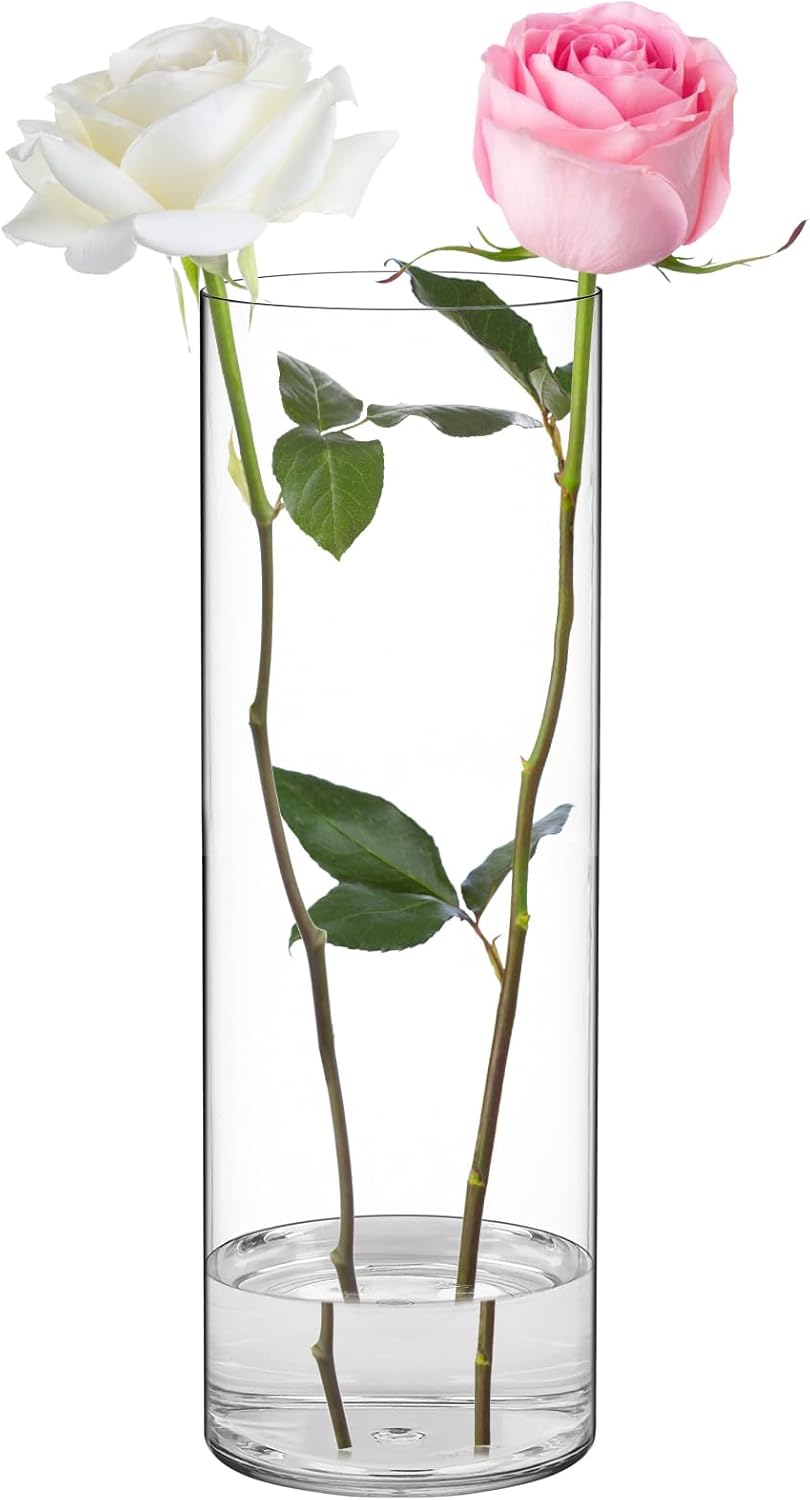 SUREAM 3 Packs Cylinder Vases for Centerpieces, 7.8/9.8/11.8 Inch Tall Clear Cylinder Candle Holder for Weeding, Non-Breakable Flower Vase for Dinner Table Party Living Room Office Bedroom Decor
