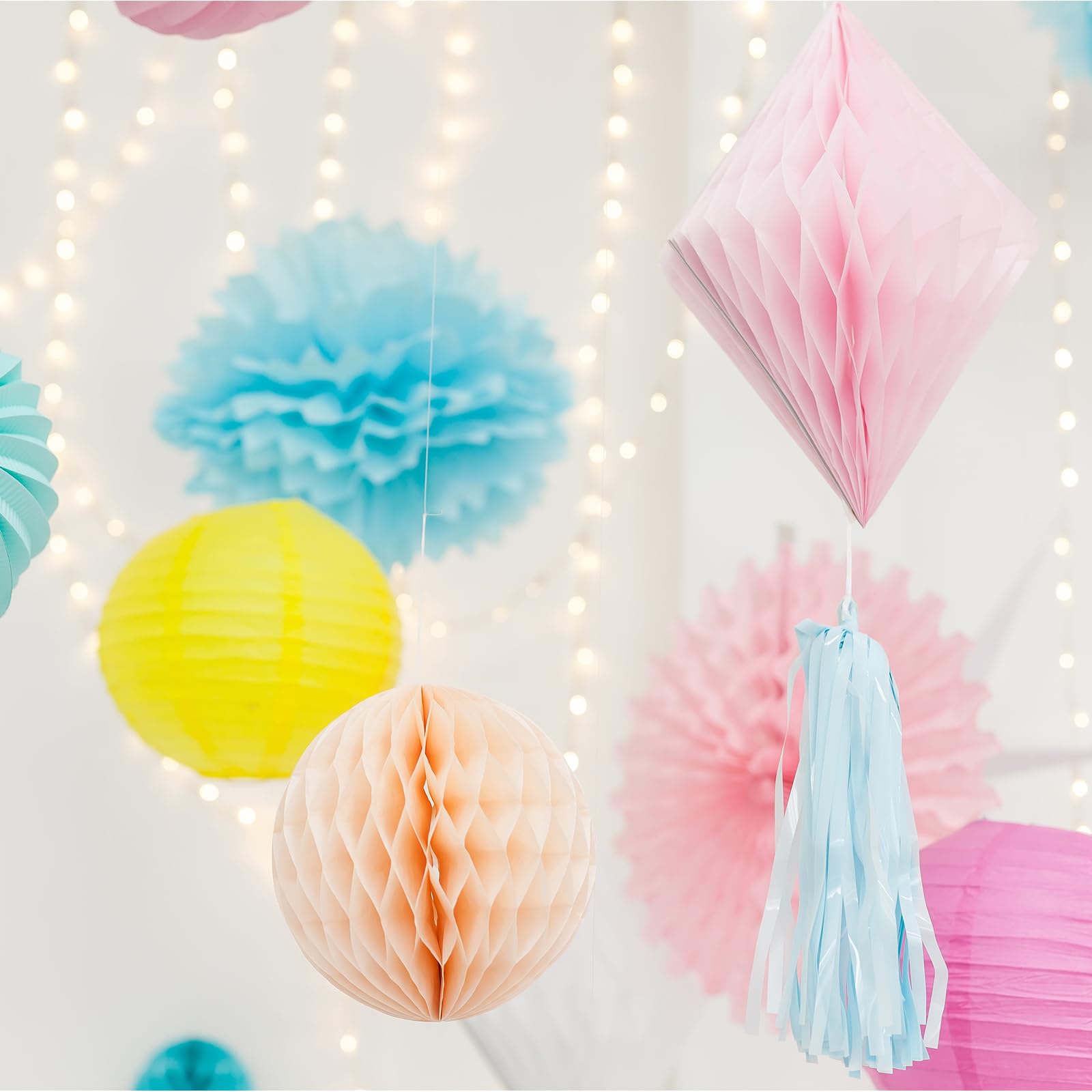 PATIKIL Fiori Pom Pom In Tessuto Da 6", Confezione Da 20 Palline Di Fiori Di Carta Per Decorazioni Per Matrimoni, Addio Al Nubilato, Compleanni, Feste, Sfondi, Giallo