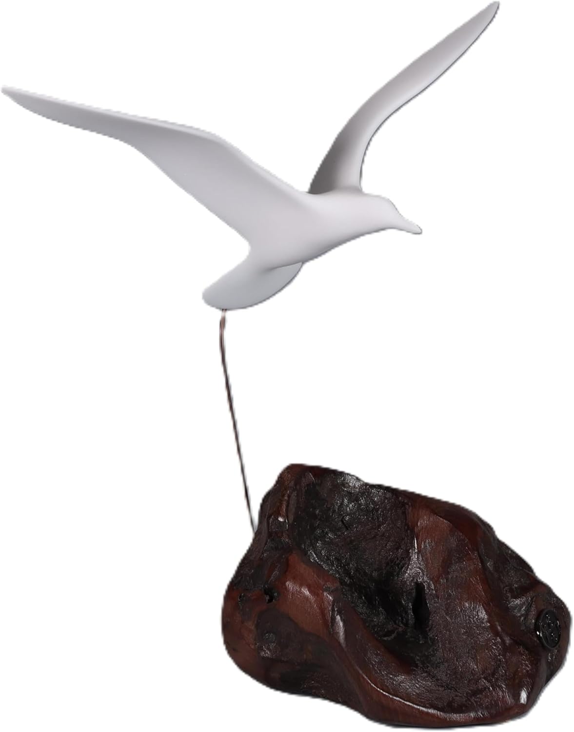 Seagull Sculpture from John Perry 9in Wingspan Upwing Version on Polished burl Base. Signed.