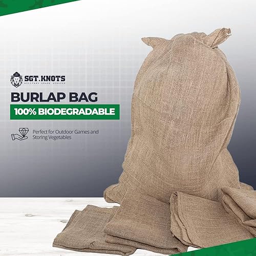 Miniatura 6 de SGT KNOTS Bolsa de arpillera  Saco de patatas grande para adultos y niños  Saco de arpillera reutilizable 100% biodegradable, sacos seguros para