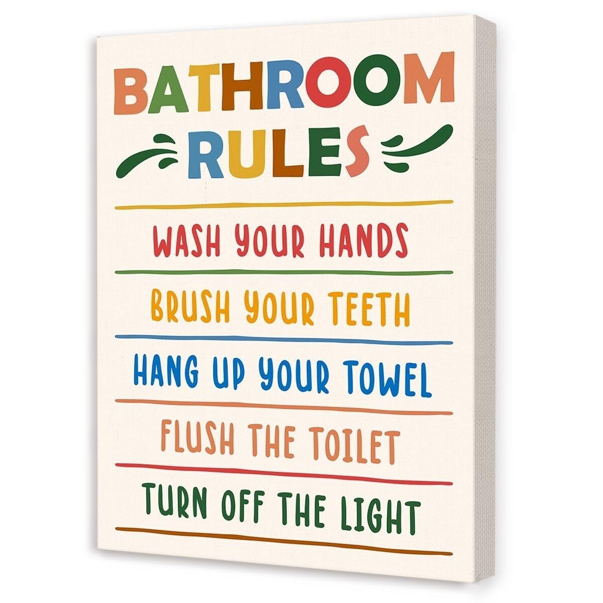 UYCUODLUY Childrens Bathroom Wall-Art Fun Bathroom Rules Poster Colorful Educational Decor for Toddlers Restroom Sign Wash Hands Reminder