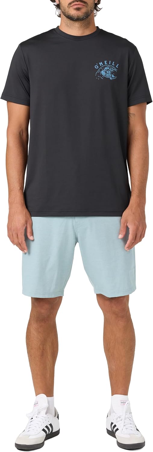 O'NEILL Men's Reserve Light Check Elastic Waist 18 Inch Hybrid Shorts | Lightweight Stretch Fabric, Hyperdry Water‑Repellent