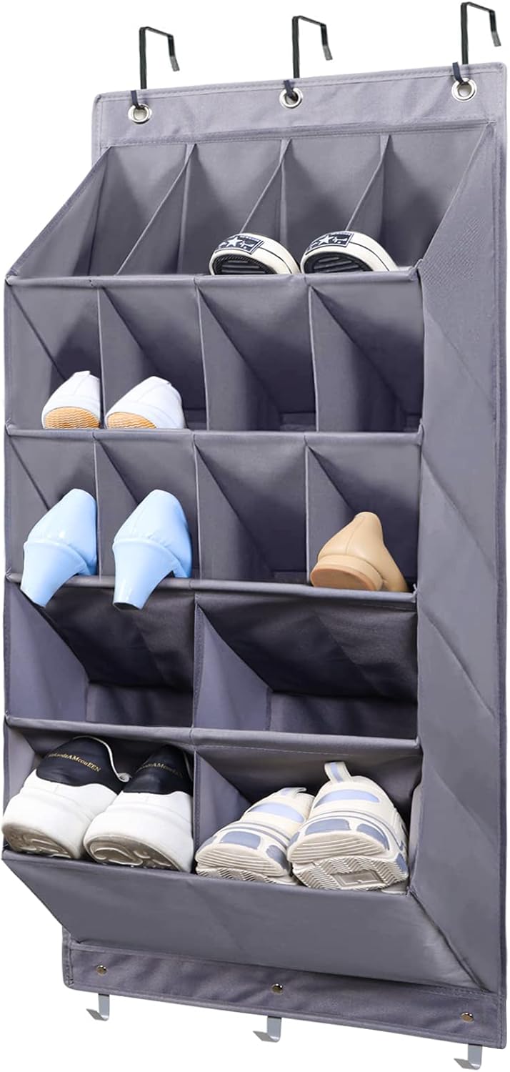 Wallmounted shoe rack, 12 small pockets and 4 larger
