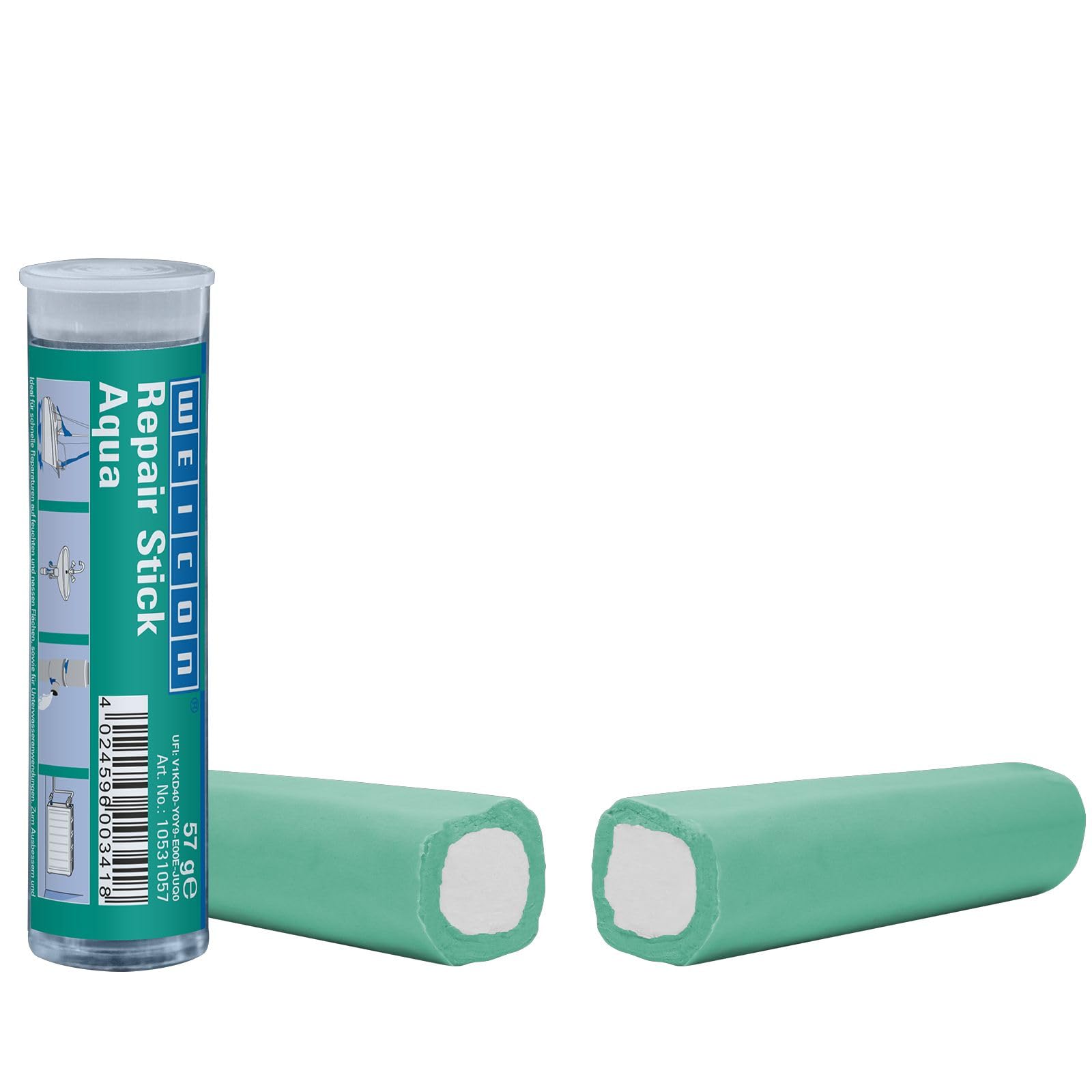 WEICON Repair Stick Aqua 57g, 2 components special adhesive epoxy resin fast repair of radiators, pool, maritime and underwater areas.