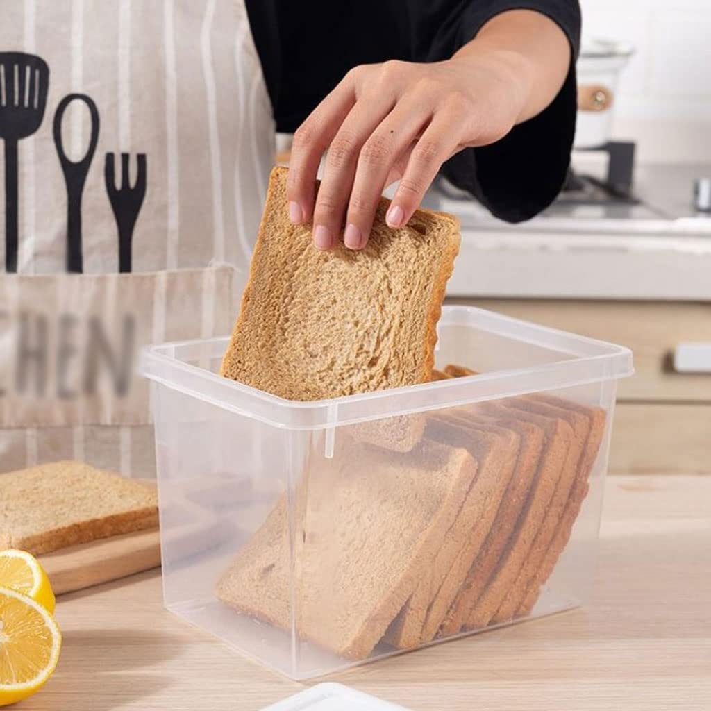LIOONS Quadratischer Brotkasten, transparenter Kunststoff-Brotkasten mit Deckel, Kühlschrank-Frischebox, Brotaufbewahrung, Haushalt, große Kapazität
