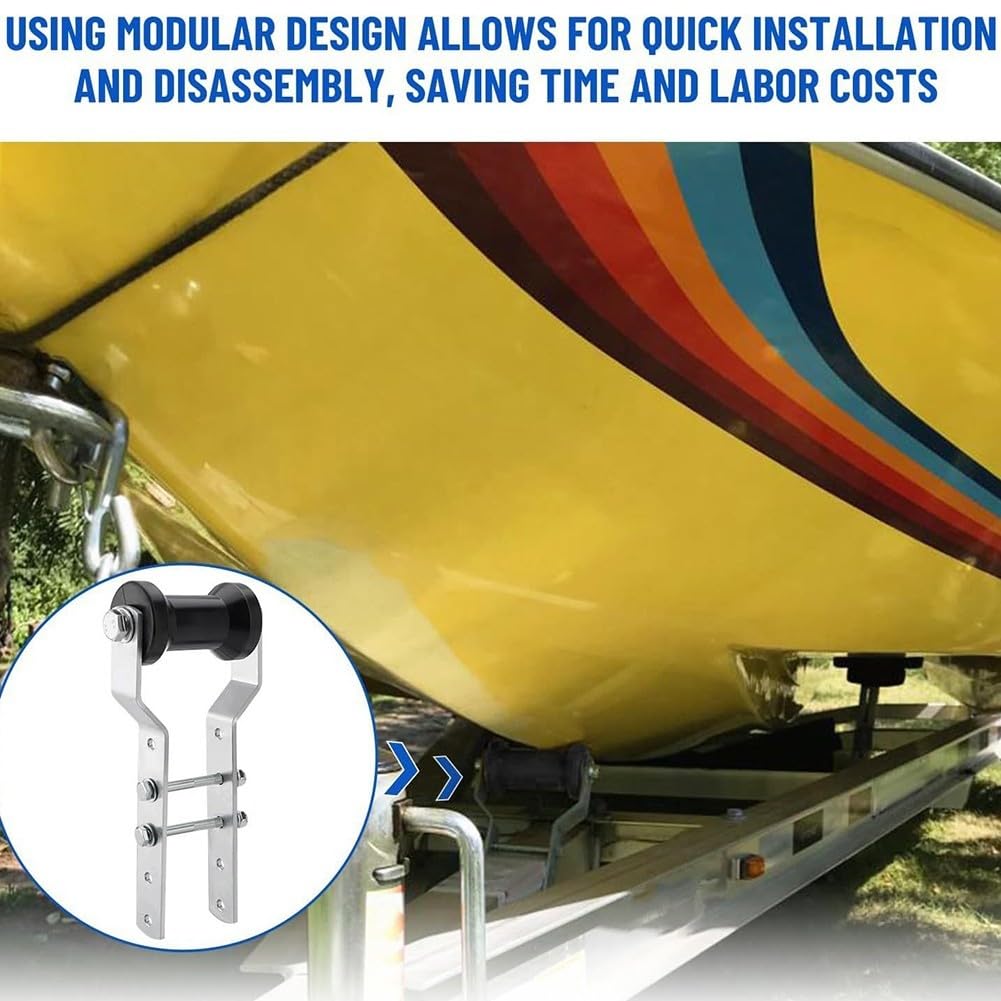 Rouleau de quille de 12,7 cm pour remorque de bateau, roue en caoutchouc compatible avec languette de 7,6 cm de large, support en acier réglable pour un chargement et un déchargement efficaces