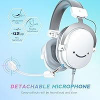 Vista 5 de FIFINE Auriculares USB para juegos de PC con conector de audio de 3.5mm, micrófono desmontable, sonido envolvente 7.1, control de volumen